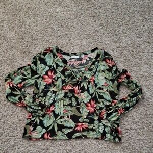 Floral Black and Green Women's Top